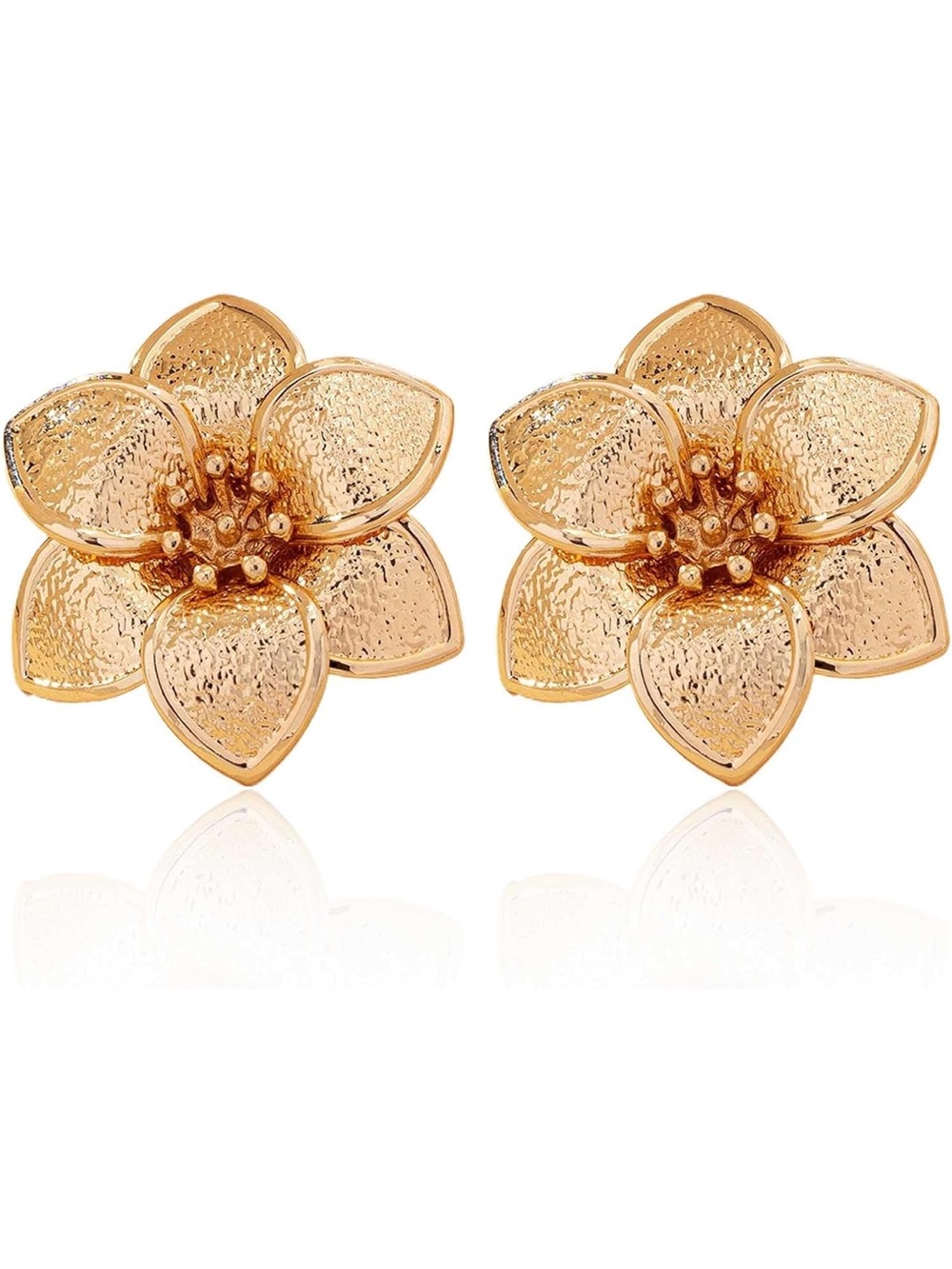 Anthropologie Gold Floral Petal Stud Earrings
